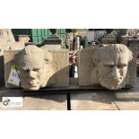 Pair York Stone carved Heads