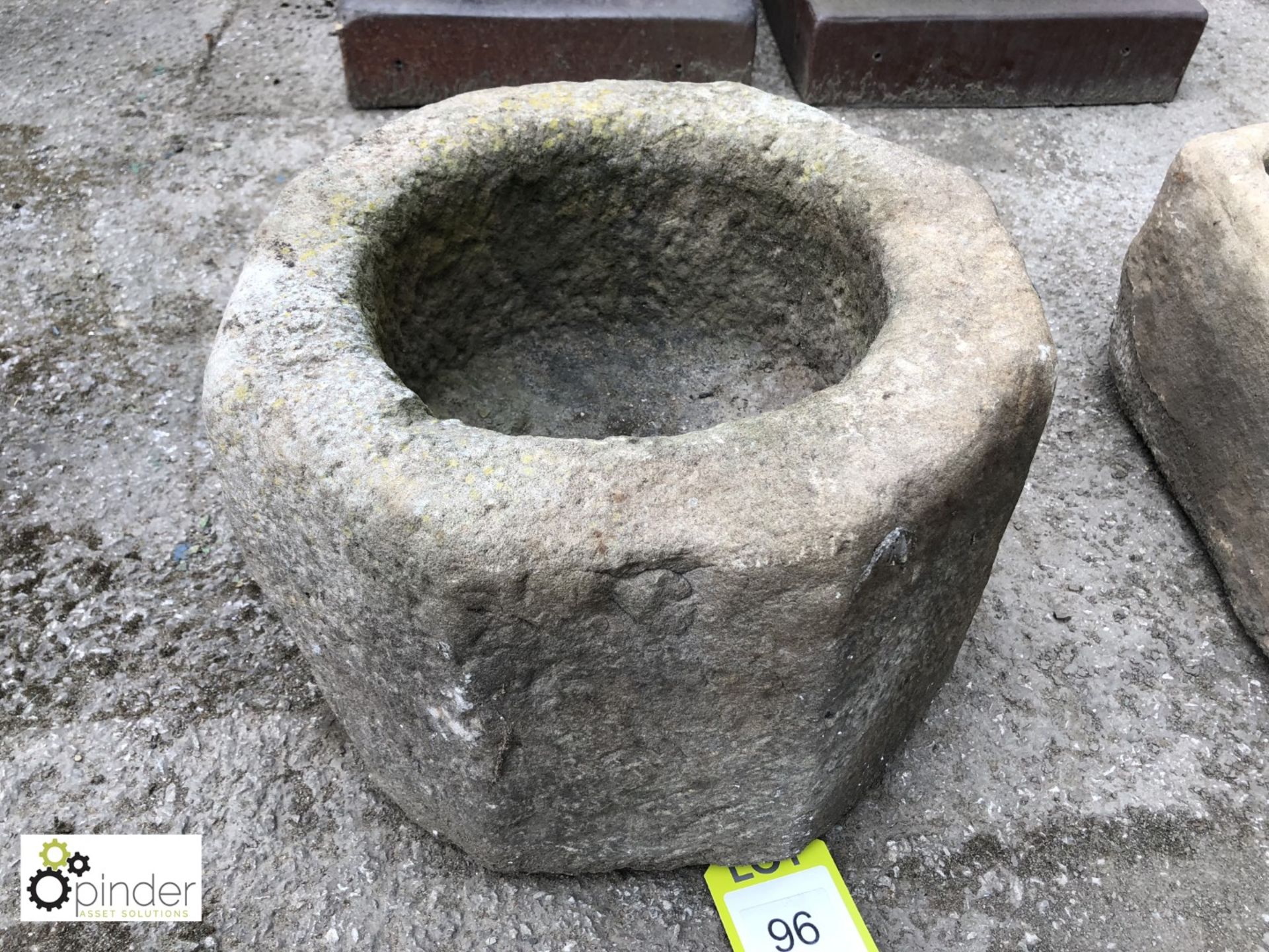 Octagonal York Stone Grain/Mortar Trough, 360mm diameter x 250mm deep