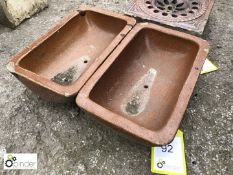 2 salt glazed terracotta Feed Troughs complete with makers mark 315mm x 190mm