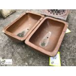 2 salt glazed terracotta Feed Troughs complete with makers mark 315mm x 190mm