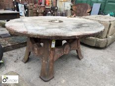 Cast iron Table Base, 1500mm diameter, with Mill Stone Grit Grinding Wheel Top, by Blackstone,