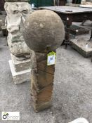 Carved York Stone Column with Stone Ball, 930mm high