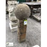 Carved York Stone Column with Stone Ball, 930mm high