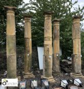 5 York stone Columns, 3700mm high, with bases and Doric capitals