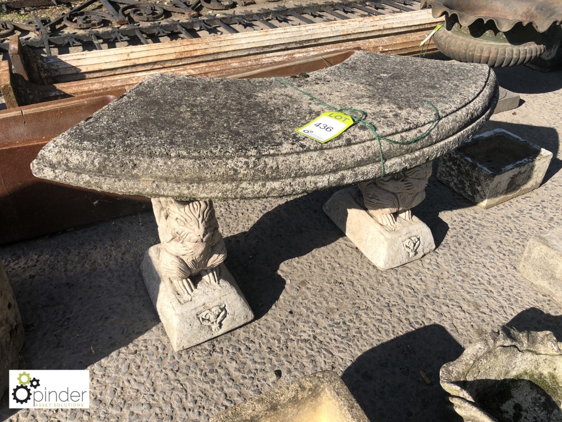 Curved Stone Seat, on carved squirrel supports