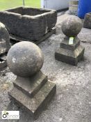 Pair Yorkshire Stone bases with Ball Tops, 700mm tall