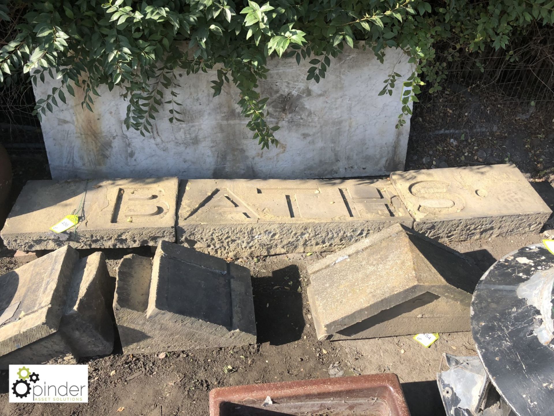 3-section Stone Lintel carved Baths, 2550mm x 380mm - Image 3 of 3