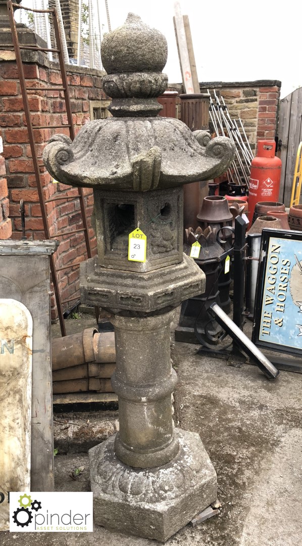Victorian granite stone Japenese carved Lantern / Temple 1950mm