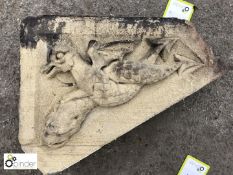 York Stone carved Stair Tread with mythological creature