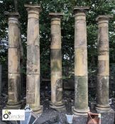 5 York stone Columns, 3700mm high, with bases and Doric capitals
