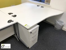 2-person Desk Cluster comprising 2 shaped desks, 1600mm x 1000mm, white with 2 3-drawer pedestals (