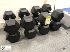 4 pairs York Dumbbells, 12.5kg, 15kg, 17.5kg and 20kg (located in Gymnasium, first floor, building