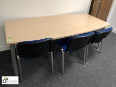 Shaped beech effect Meeting Table, 2000mm x 1000mm, with 3 upholstered meeting chairs (located in