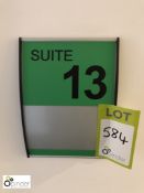 9 Room Number Plates (located Second Floor, building 1) (please note there is delayed collection