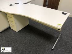 Shaped Desk, 1600mm x 1000mm, white with 3-drawer pedestal (located in Suite 7, first floor,