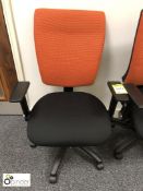 Fully adjustable upholstered swivel Armchair, black/orange (located in Suite 11, first floor,