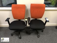 2 fully adjustable upholstered swivel Armchairs, black/orange (located in Suite 10, first floor,