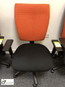 Fully adjustable upholstered swivel Armchair, black/orange (located in Suite 11, first floor,