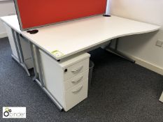 2-person Desk Cluster, comprising 2 shaped desks, 1600mm x 1000mm, white and 2 3-drawer pedestals (