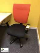2 fully adjustable upholstered swivel Armchairs, black/orange (located in Suite 1, first floor,