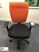Fully adjustable upholstered swivel Armchair, black/orange (located in Suite 9, first floor,