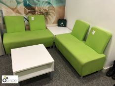Pair upholstered 2-seater Reception Sofas, 1200mm wide, green (located in Breakout Area, second