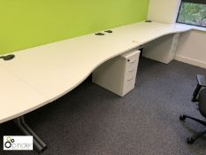 2-person Desk Cluster comprising 2 shaped desks, 1600mm x 1000mm, white, with 2 3-drawer