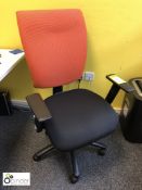 2 fully adjustable upholstered swivel Armchairs, black/orange (located in Suite 4, first floor,