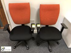 2 fully adjustable upholstered swivel Armchairs, black/orange (located in Suite 7, first floor,