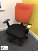 2 fully adjustable upholstered swivel Armchairs, black/orange (located in Suite 8, first floor,