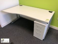 Shaped Desk, 1600mm x 1000mm, with 3-drawer pedestal (located in Suite 15, second floor, building