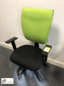 Fully adjustable upholstered swivel Armchair, black/green (located in Suite 18, second floor,