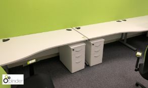 2-person Desk Cluster comprising 2 shaped desks, 1600mm x 1000mm, white, with 2 3-drawer