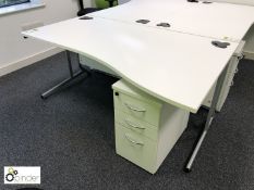 Shaped Desk, 1600mm x 1000mm, white, with 2 3-drawer pedestals (located in Suite 19, second floor,