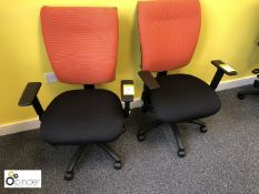 2 fully adjustable upholstered swivel Armchairs, black/orange (located in Suite 2, first floor,