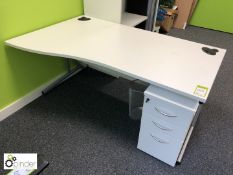 Shaped Desk, 1600mm x 1000mm, white, with 3-drawer pedestal (located in Suite 20, second floor,