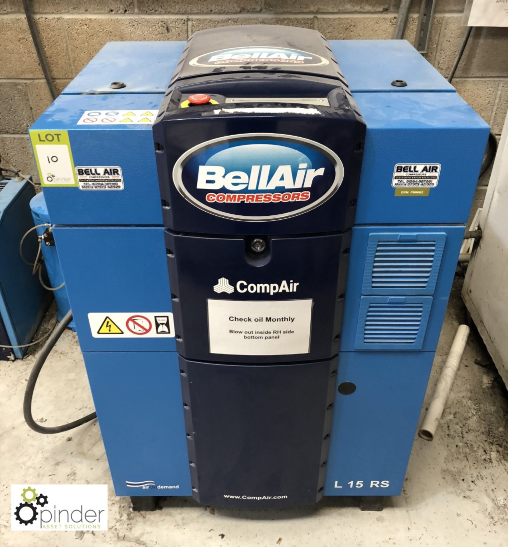 Gardner Denver L1500RS-10A Packaged Air Compressor, 10bar, 15kw, year 2014, serial number - Image 2 of 4