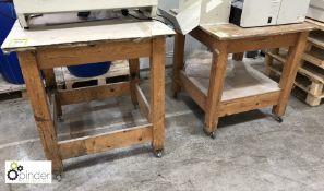 2 timber framed mobile Work Tables