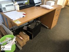 Beech effect cantilever Desk, 1200mm and 3-drawer Pedestal (located in Reception)