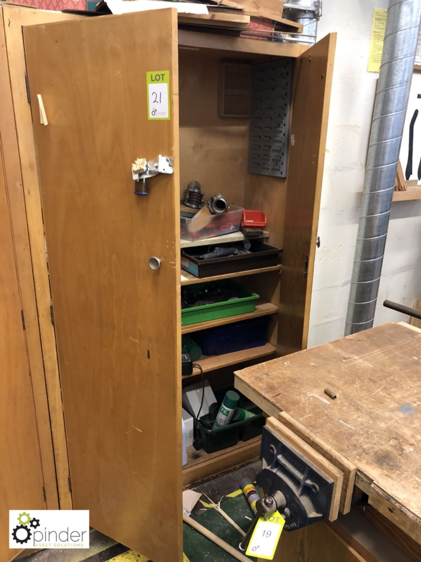 Timber double door Cabinet and Contents, including hand tools - Image 2 of 3