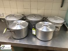 5 various Cooking Pots, with lids