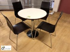 Circular Refectory Table, white, with 4 dark walnut effect tubular frame refectory chairs