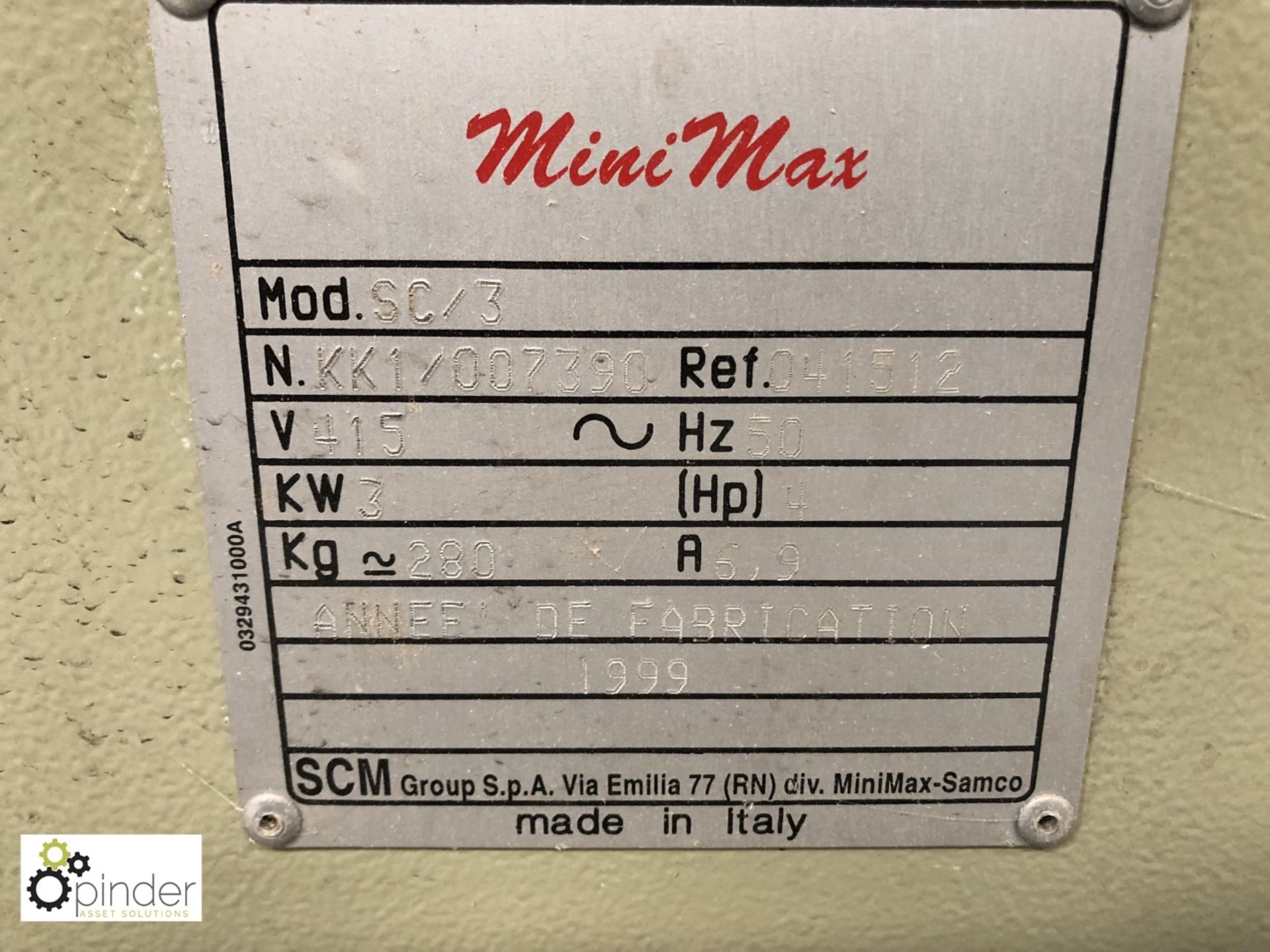 SCM Mini Max SC3 Tilt Arbor Panel Saw, 415volts, year 1999, serial number KK1/007390 - Image 3 of 6