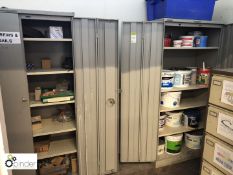 3 steel Cabinets and Contents, and 4-drawer Filing Cabinet