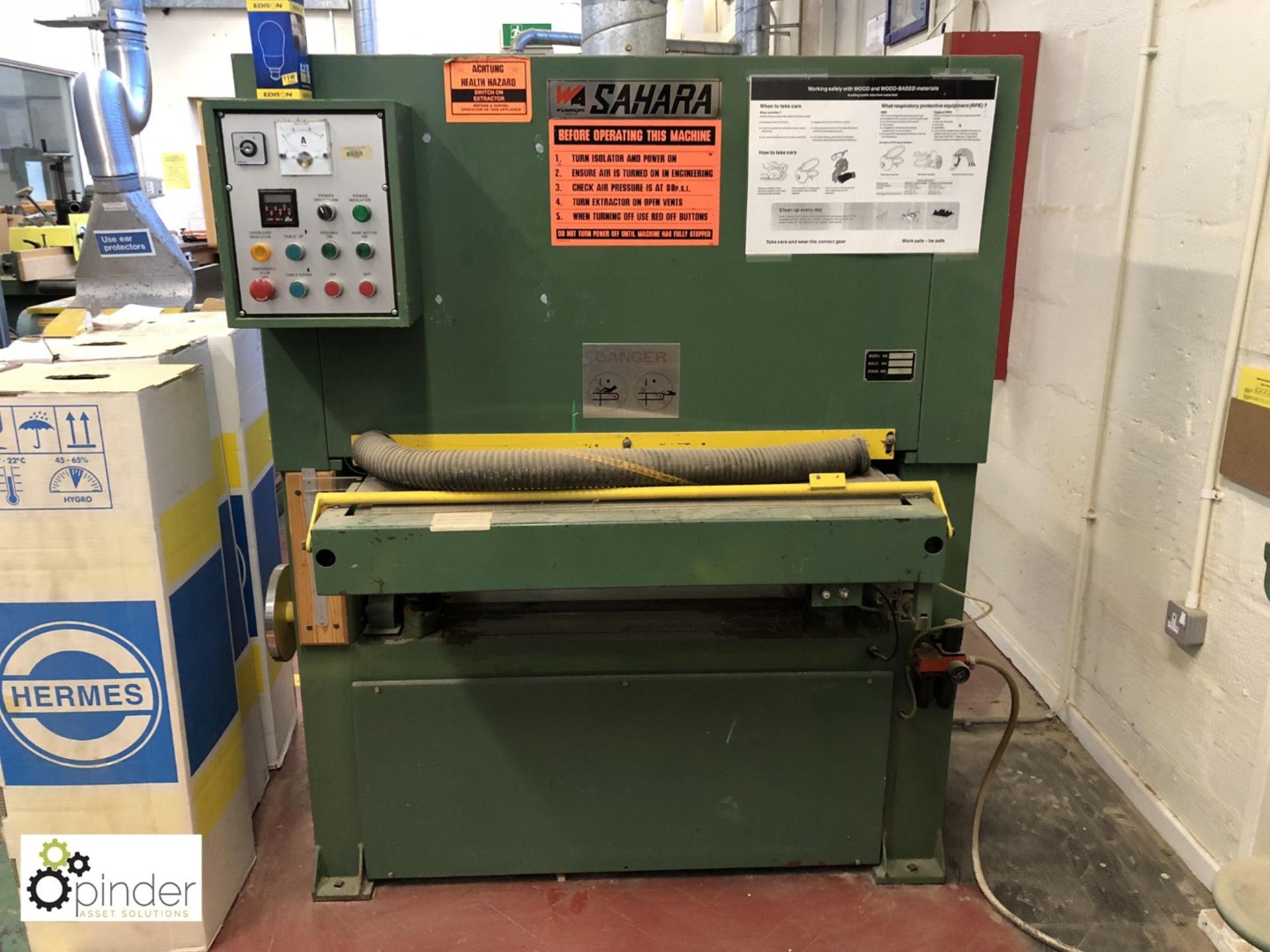 W A Sahara DW-37A Finishing Sander, 900mm width, serial number 991636