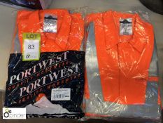 2 Portwest Hi Vis Boiler Suits, large, unused