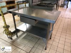 Stainless steel Preparation Table, 1200mm x 650mm with shelf under and utensil drawer