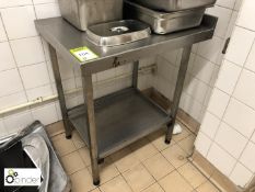 Stainless steel Preparation Table, 550mm x 700mm, with rear lip and shelf under