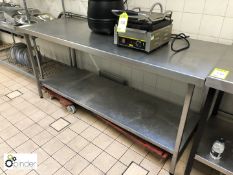 Stainless steel Preparation Table, 1800mm x 650mm, with rear lip and shelf under