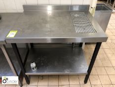 Stainless steel Table, 910mm x 650mm, with drainer, rear lip and shelf under